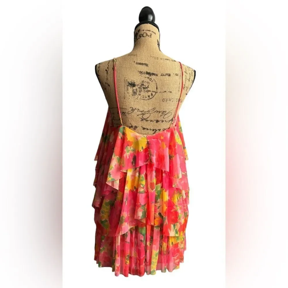 ZARA Printed Tiered Ruffle Mini Dress Size Large NWT  5 0447 - Picture 3 of 9